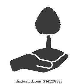 Careful attitude to trees glyph icon isolated on white background.Vector illustration.