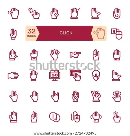A carefully balanced collection of 32 Bold Line icons echoing Click, ideal for modern systems.