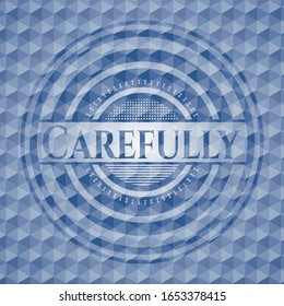 Carefully blue emblem with geometric pattern. Vector Illustration. Detailed.