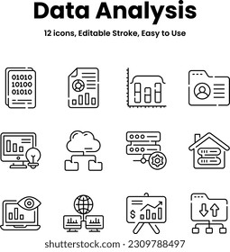 Carefully crafted data analysis and statistics icons, download this premium vectors easy to use