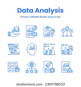 Carefully crafted data analysis and statistics icons, download this premium vectors easy to use