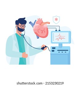 Carefully crafted flat illustration of intensivist 

