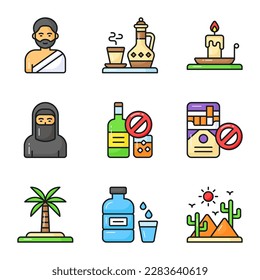 Carefully Crafted Ramadan and Eid al fitr related icons set, Modern style vector