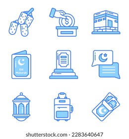 Sorgfältig gestaltete Ramadan- und Eid al-Fitnesssymbole, moderne Vektorgrafik