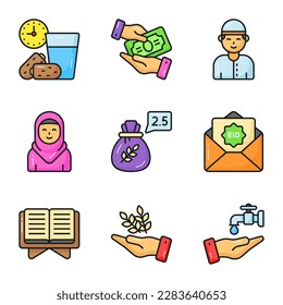 Carefully Crafted Ramadan and Eid al fitr related icons set, Modern style vector