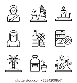 Carefully Crafted Ramadan and Eid al fitr related icons set, Modern style vector