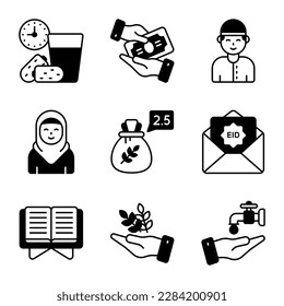 Carefully Crafted Ramadan and Eid al fitr related icons set, Modern style vector