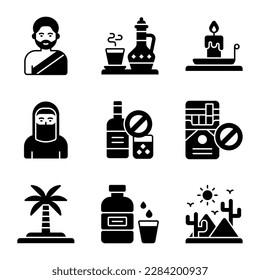 Carefully Crafted Ramadan and Eid al fitr related icons set, Modern style vector