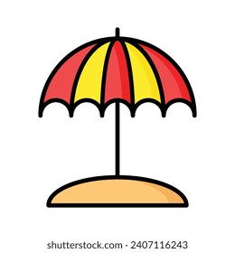 Vector de paraguas de playa cuidadosamente diseñado, icono de playa