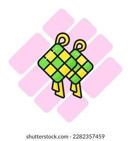 Diseño vectorial cuidadosamente diseñado de ketupat en estilo editable, icono premium