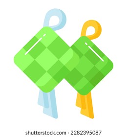 Diseño vectorial cuidadosamente diseñado de ketupat en estilo editable, icono premium