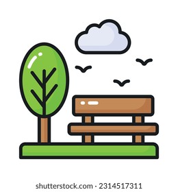 Carefully crafted vector of park bench in modern style, easy to use and download