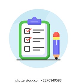 Carefully designed checklist icon represents a list of tasks or items to be completed, often used in productivity and organization apps