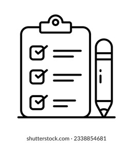 Carefully designed checklist icon represents a list of tasks or items to be completed, often used in productivity and organization apps