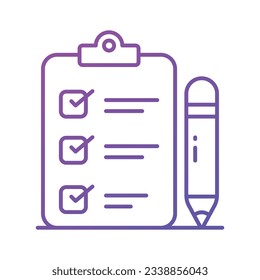 Carefully designed checklist icon represents a list of tasks or items to be completed, often used in productivity and organization apps