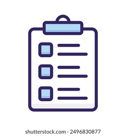 Carefully designed checklist icon represents a list of tasks or items to be completed, often used in productivity and organization apps