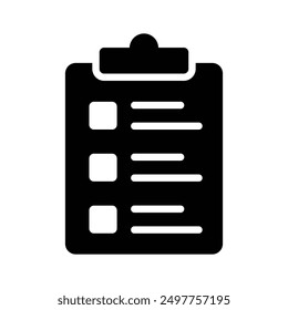 Carefully designed checklist icon represents a list of tasks or items to be completed, often used in productivity and organization apps