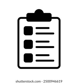 Carefully designed checklist icon represents a list of tasks or items to be completed, often used in productivity and organization apps