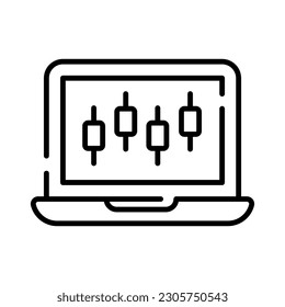 Carefully designed icon of laptop analysis in trendy style, laptop data analytics vector