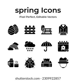 Carefully designed spring vectors, farming, gardening and agriculture icons set