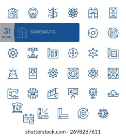 A carefully engineered library of 35 Regular Line icons for Schematic, consistent and scalable.