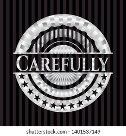 Carefully silvery badge. Vector Illustration. Mosaic.