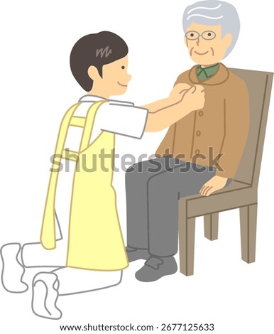 Caregiver assisting an elderly person with changing clothes