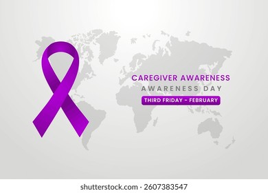 Caregiver awareness Day background design with Original Purple silk ribbon
