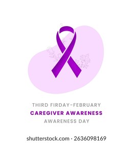 Caregiver awareness Day background design with Purple silk ribbon.