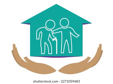 Caregiver facility or private home for the elderly. Editable Clip Art.