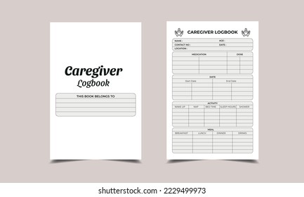 Libro de registro CAREGIVER para interiores KDP de bajo contenido