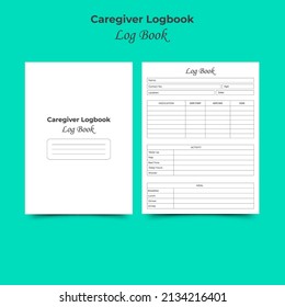 Caregiver logbook, KDP Interior. Printable organizer, planner, notebook, mood diary.
