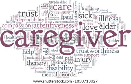 Caregiver vector illustration word cloud isolated on a white background.