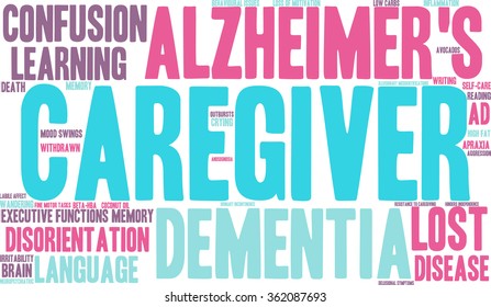 Caregiver word cloud on a white background. 