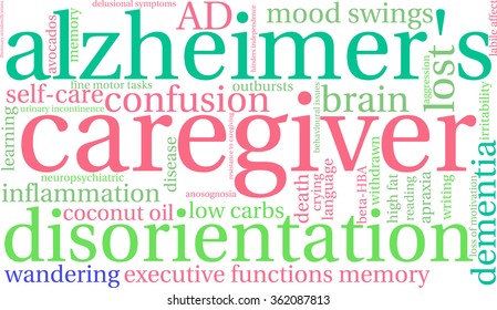 Caregiver word cloud on a white background. 