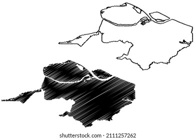 Careiro da Varzea municipality (Amazonas state, Municipalities of Brazil, Federative Republic of Brazil) map vector illustration, scribble sketch Careiro da Varzea map