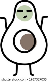 Careless avocado, icon illustration, vector on white background
