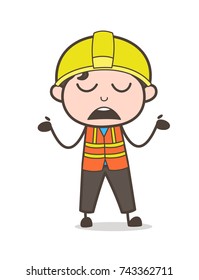 Careless Face Expression - Cute Cartoon Male Engineer Illustration