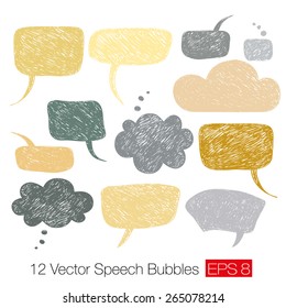 Careless speech bubble shapes isolated a white background. Vector illustration 