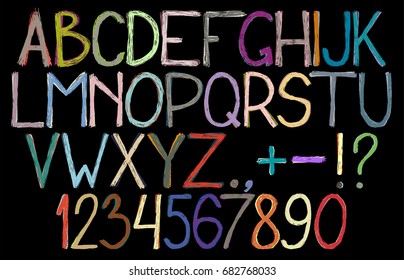 Carelessly written multicolored letters
