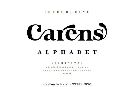 Carens abstract simple fashion wedding alphabet. Elegant ligature typography design