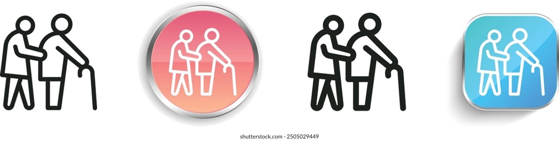 carer icon. Thin Linear, Regular and Button Style Design Isolated On White Background