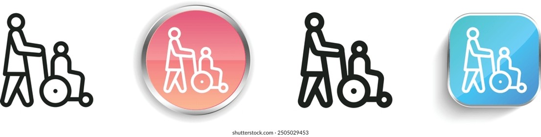 carer icon. Thin Linear, Regular and Button Style Design Isolated On White Background