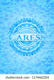 Caress light blue emblem with triangle mosaic background