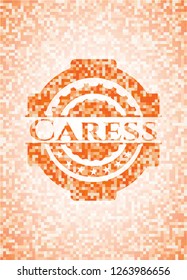 Caress orange tile background illustration. Square geometric mosaic seamless pattern with emblem inside.