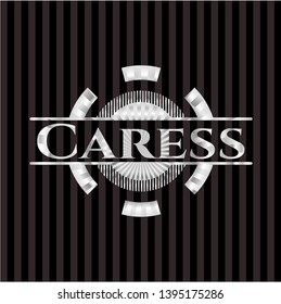Caress silvery badge or emblem. Vector Illustration. Mosaic.