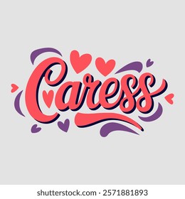 Caress in typography text about valentine vector transparent background