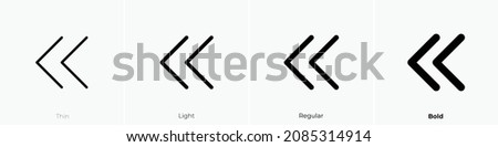 caret double left icon. Thin, Light Regular And Bold style design isolated on white background