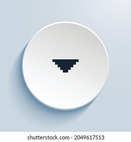 caret down fill pixel art icon design. Button style circle shape isolated on white background. Vector illustration