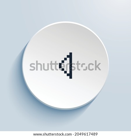 caret left pixel art icon design. Button style circle shape isolated on white background. Vector illustration